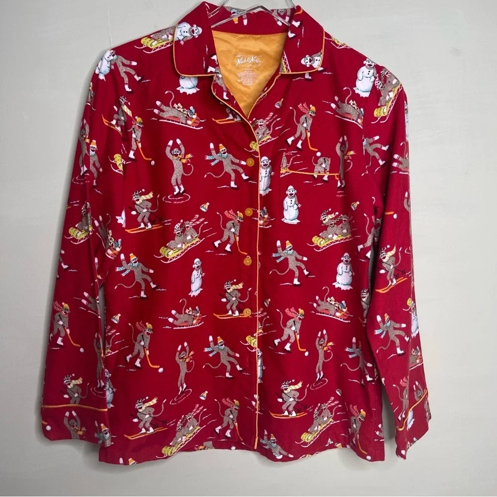 Nick and Nora Sleepwear Flannel Pajama Top only - Picture 2 of 9